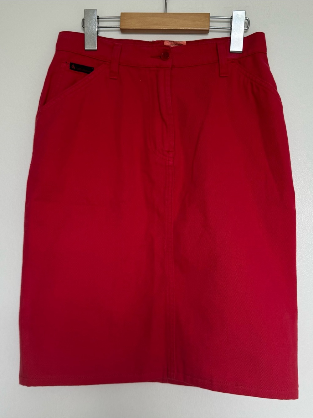 Vintage Dolce & Gabbana Red Denim Midi Pencil Skirt IT 40 US 2/4